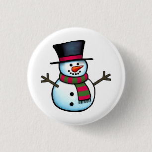 Snowman 1 Inch Round Button