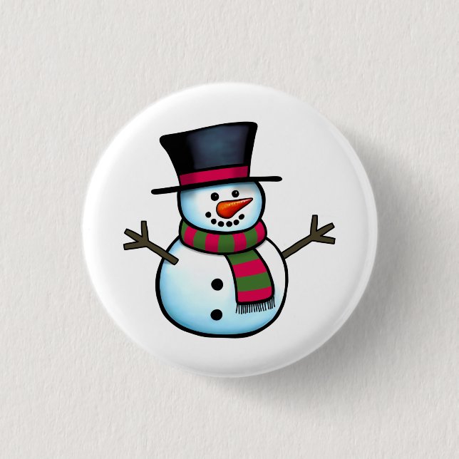 Snowman 1 Inch Round Button (Front)