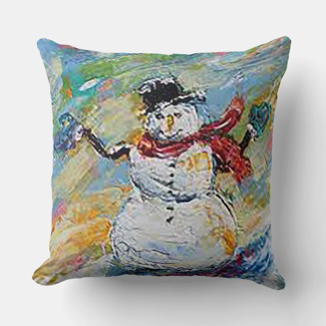 Snowman 20" x 20" Oreiller de neige de Noël Snowma (Recto)