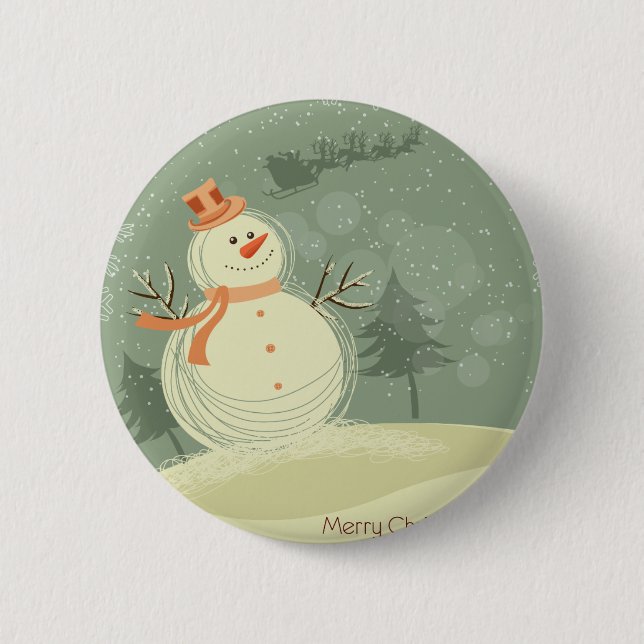 Snowman 2 Inch Round Button (Front)