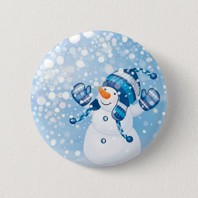Snowman 2 Inch Round Button (Front)