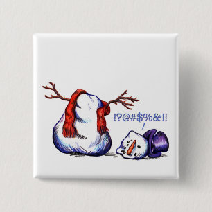 Snowman 2 Inch Square Button