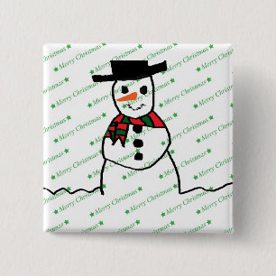 Snowman 2 Inch Square Button