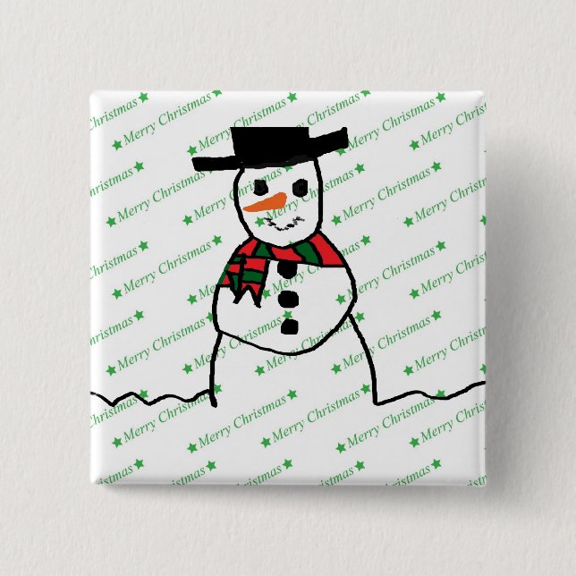 Snowman 2 Inch Square Button (Front)