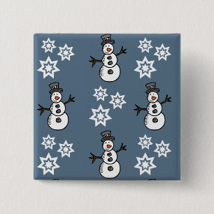 Snowman 2 Inch Square Button
