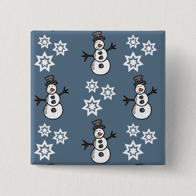 Snowman 2 Inch Square Button (Front)