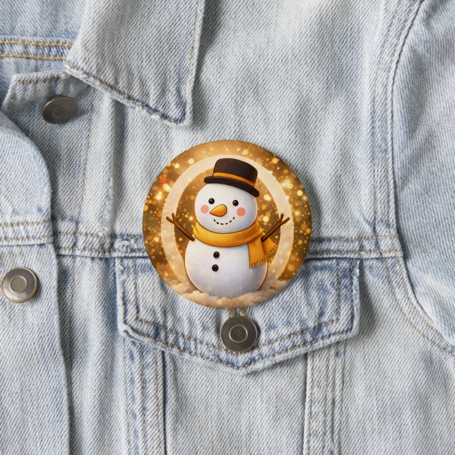 Snowman 3 Inch Round Button (In Situ)
