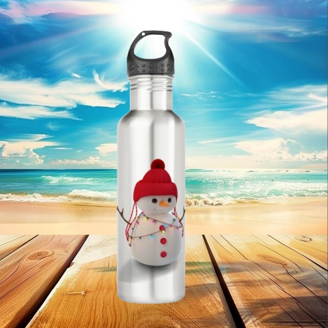 Snowman 3D Colourful Stainless Steel Water Bottle (Creator Uploaded)