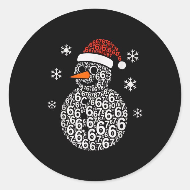 Snowman 67 Six Seven 6 7 Meme Christmas Funny Boy  Classic Round Sticker (Front)