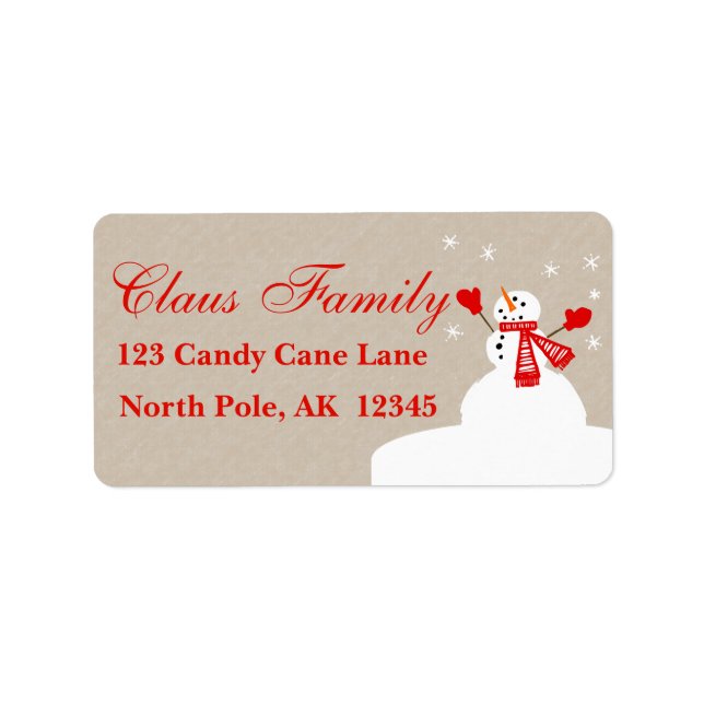 Snowman Address Labels Personalize Customize (Front)