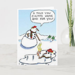 Snowman after Cigar Holiday Card