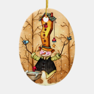 Snowman and Bird Friends Christmas Ornament