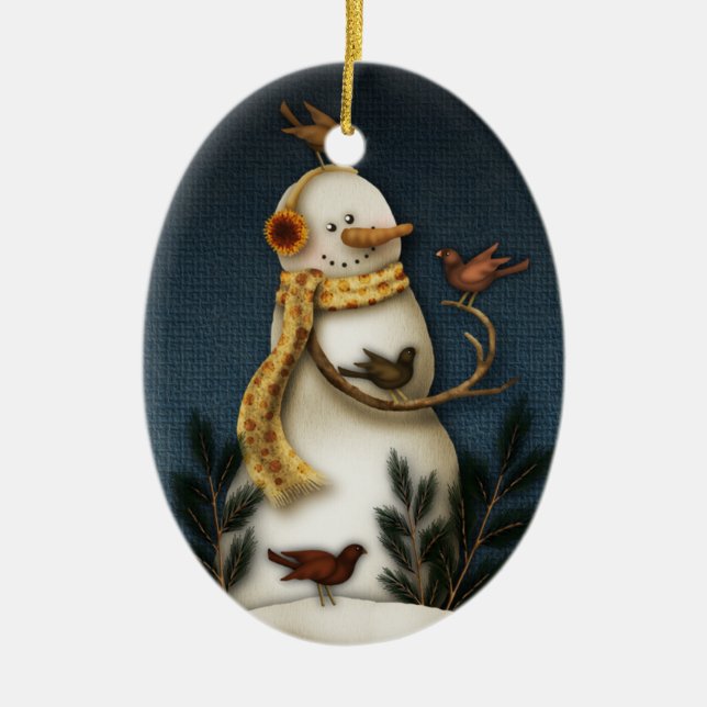 snowman and bird  ornament (Front)