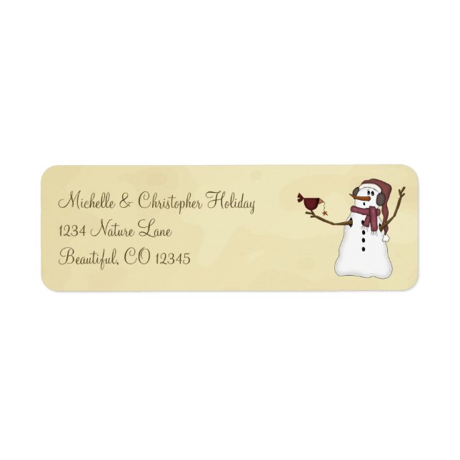 Snowman and Bird Winter Address Label (Front)