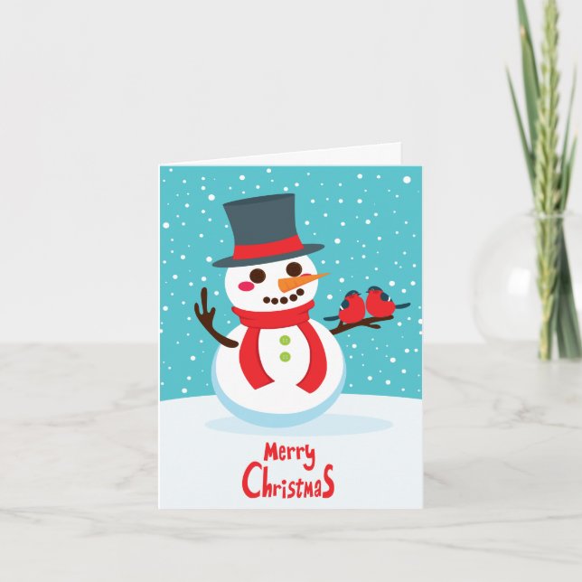 Snowman and Birds Holiday Card (Front)