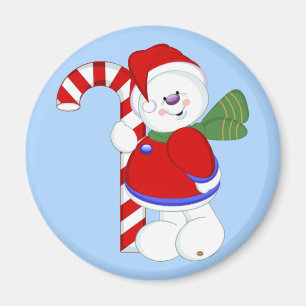 Snowman and Candycane Magnet
