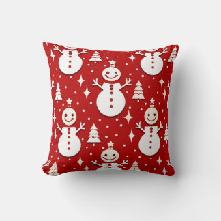  Snowman and Christmas tree for Cozy Winter vibes Throw Pillow