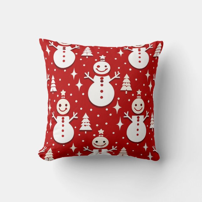  Snowman and Christmas tree for Cozy Winter vibes Throw Pillow (Front)