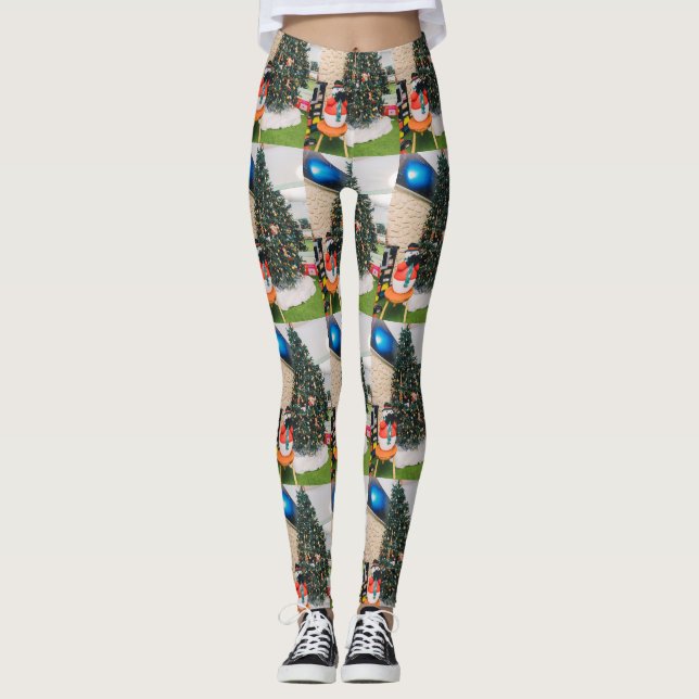 Snowman and Christmas tree Leggings (Front)