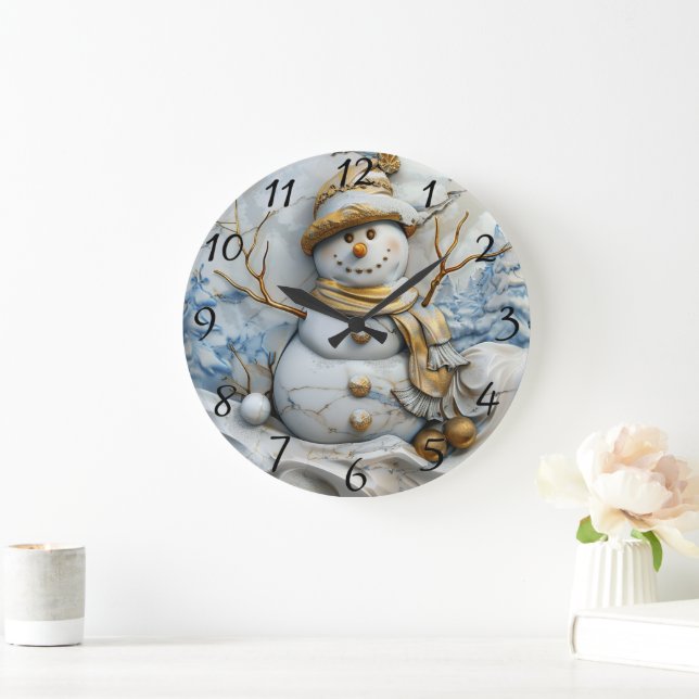 Snowman and Christmas Tree Magic Large Clock (Home)