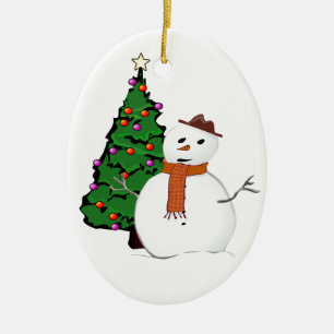 Snowman and Christmas Tree Ornament