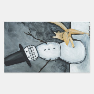 Snowman and dog sticker