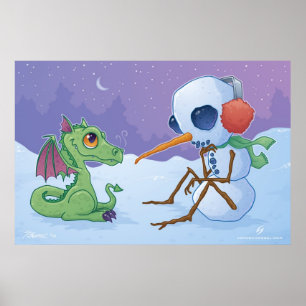Snowman and Dragon Poster