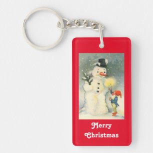 Snowman And Elf Keychain