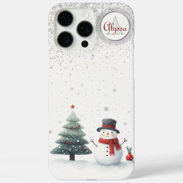 Snowman and Evergreen Case-Mate iPhone Case (Back)