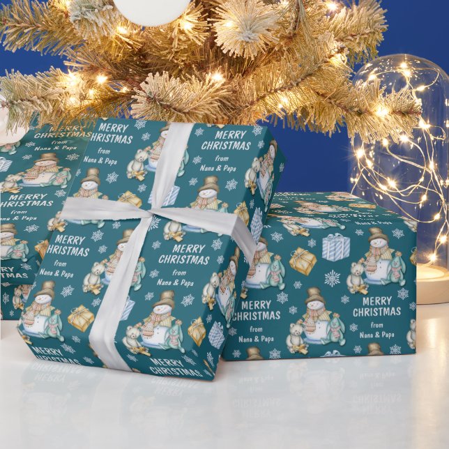 Snowman and Friends Kids Christmas Wrapping Paper (Holidays)