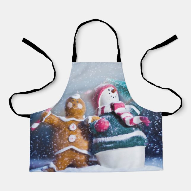 Snowman and gingerbread apron (Front)