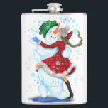 Snowman and Girl Dancers Christmas Flask<br><div class="desc">Christmas Flasks with Happy Snowman and Girl Dance Tango Christmas Party Fun Cartoon Drawing - or Choose / Add Your Unique Text / Name / Colour - Make Your Special Flask Gift - Resize and move or remove and add elements / text with customization tool ! Drawing and Design by...</div>