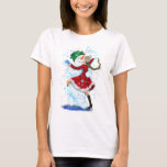 Snowman and Girl Dancers Christmas T-Shirt<br><div class="desc">Christmas T-shirts with Happy Snowman and Girl Dancers Funny Drawing Gift - or Choose / Add Your Unique Text / Name / Colour - Make Your Special Gift - Resize and move or remove and add elements / text with Customization tool ! Drawing and Design by MIGNED. Please see my...</div>