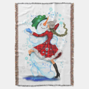 Snowman and Girl Dancers Throw Blanket