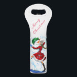 Snowman and Girl Dancets Christmas Wine Bag<br><div class="desc">Christmas Wine Tote Bags with Happy Snowman and Girl Dance Tango Christmas Party Funny Drawing Wine Bag - Customizable - or Choose / Add Your Unique Text / Name / Colour - Make Your Special Gift - Resize and move or remove and add elements / text with Customization tool !...</div>