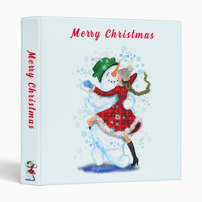 Snowman and Girl Dancing Christmas Binder Gift (Front/Spine)