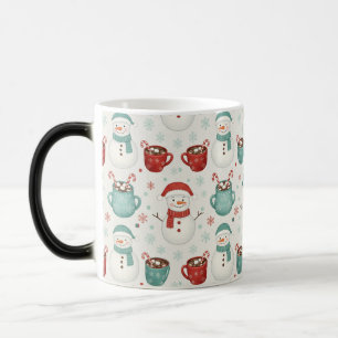 Snowman and Hot Cocoa Christmas Seamless Pattern Magic Mug