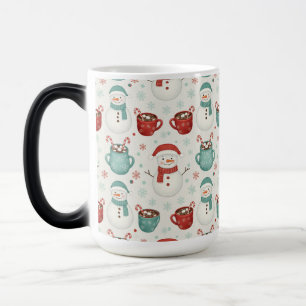 Snowman and Hot Cocoa Christmas Seamless Pattern Magic Mug