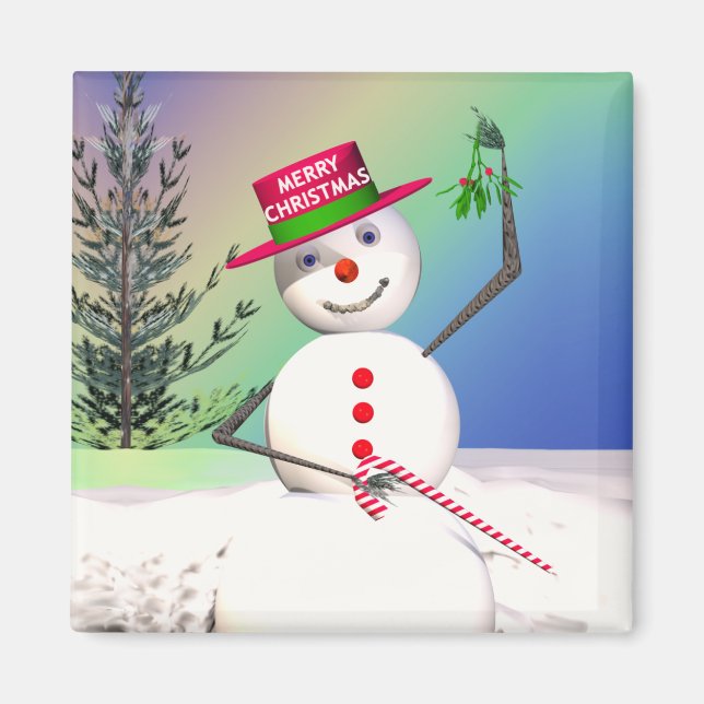 Snowman and Mistletoe Magnet (Front)