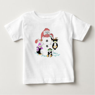 Snowman And Penguins Christmas Baby T-Shirt