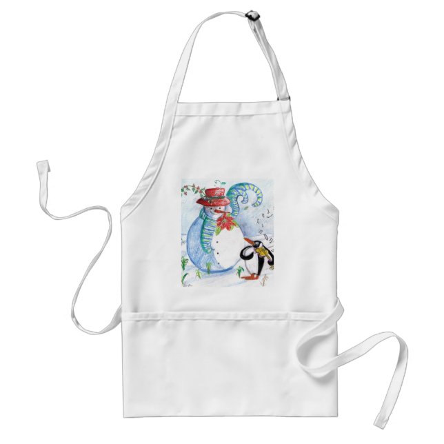 SNOWMAN AND PENGUIN'S WINTER SERENADE STANDARD APRON (Front)