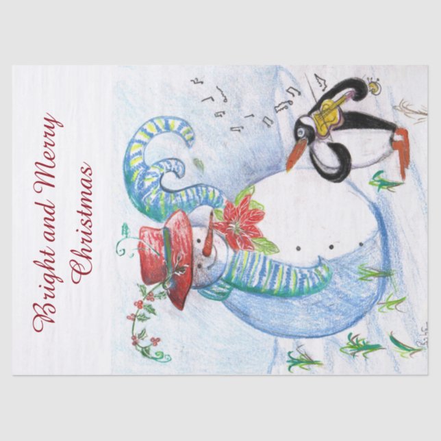 SNOWMAN AND PENGUIN'S WINTER SERENADE TISSUE PAPER (Front)