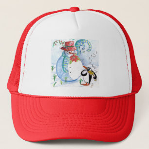 SNOWMAN AND PENGUIN'S WINTER SERENADE TRUCKER HAT