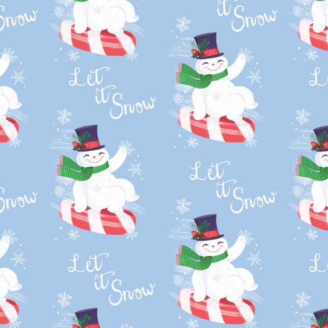 Snowman and Peppermint Blue Wrapping Paper (Creator Uploaded)