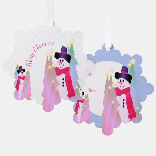 Snowman And Polka Dots Ornament Card (Front/Back)