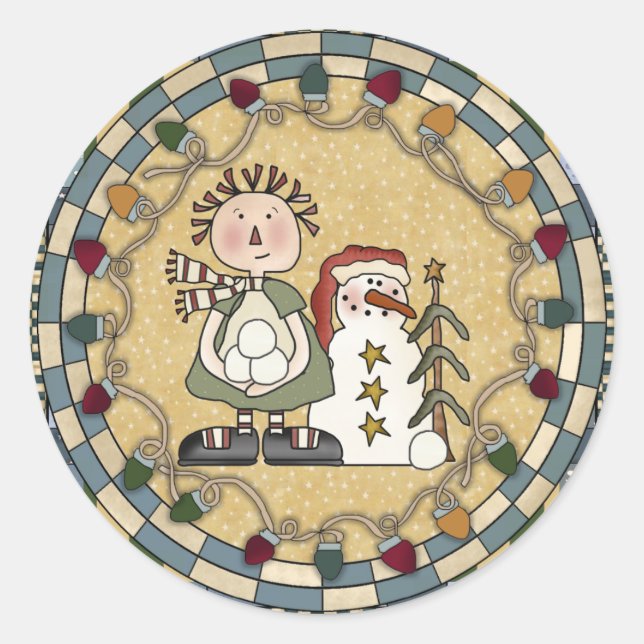 Snowman and Raggedy Doll Stickers - Customized (Front)
