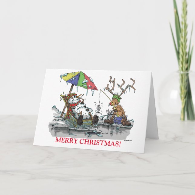Snowman and Reindeer Holiday Card (Front)