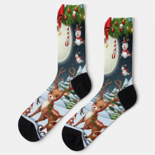 Snowman and Reindeer Socks