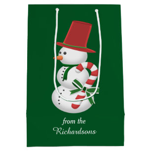 Snowman and Santa Christmas Medium Gift Bag