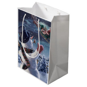 Snowman And Santa Claus Medium Gift Bag
